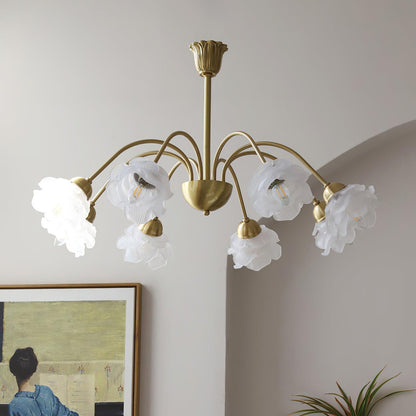 Roses Chandelier 8 heads ? 31.5″ x H 16.5″ / Dia 80cm x H 42cm / Copper & White Chandelier