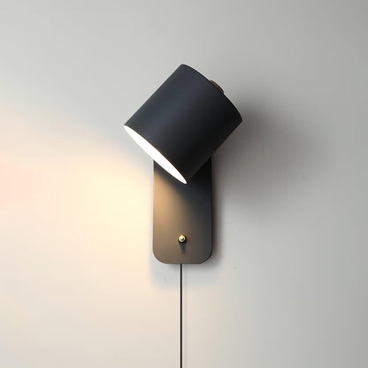 Rotatable Cylinder Plug-in Wall Lamp Dia 5.1″ x H 11.8″ / Dia 13cm x H 30cm / Black / US Plug 1001 Wall lamp