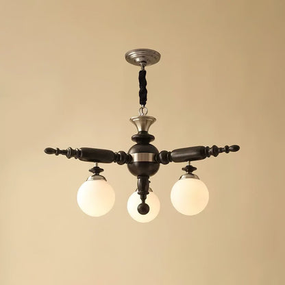 Rotating Stick Chandelier 3 Heads Dia 29.1″ x H 13.4″ / Dia 74cm x H 34cm / Black & Chrome Chandelier