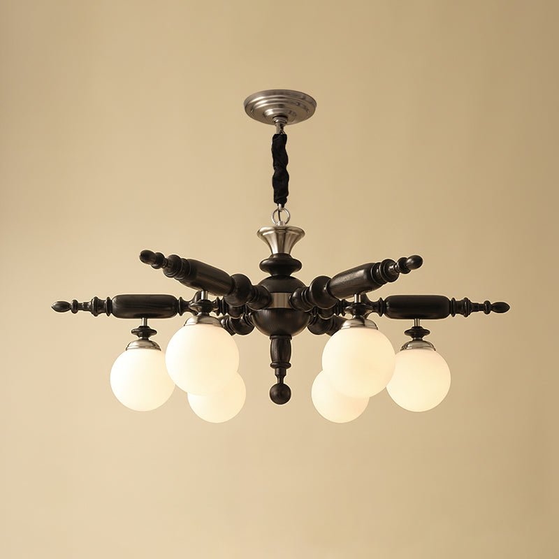 Rotating Stick Chandelier 6 Heads Dia 40.2″ x H 13.4″ / Dia 102cm x H 34cm / Black & Chrome Chandelier