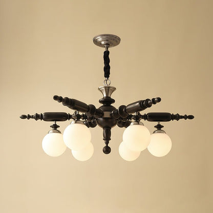 Rotating Stick Chandelier 6 Heads Dia 40.2″ x H 13.4″ / Dia 102cm x H 34cm / Black & Chrome Chandelier