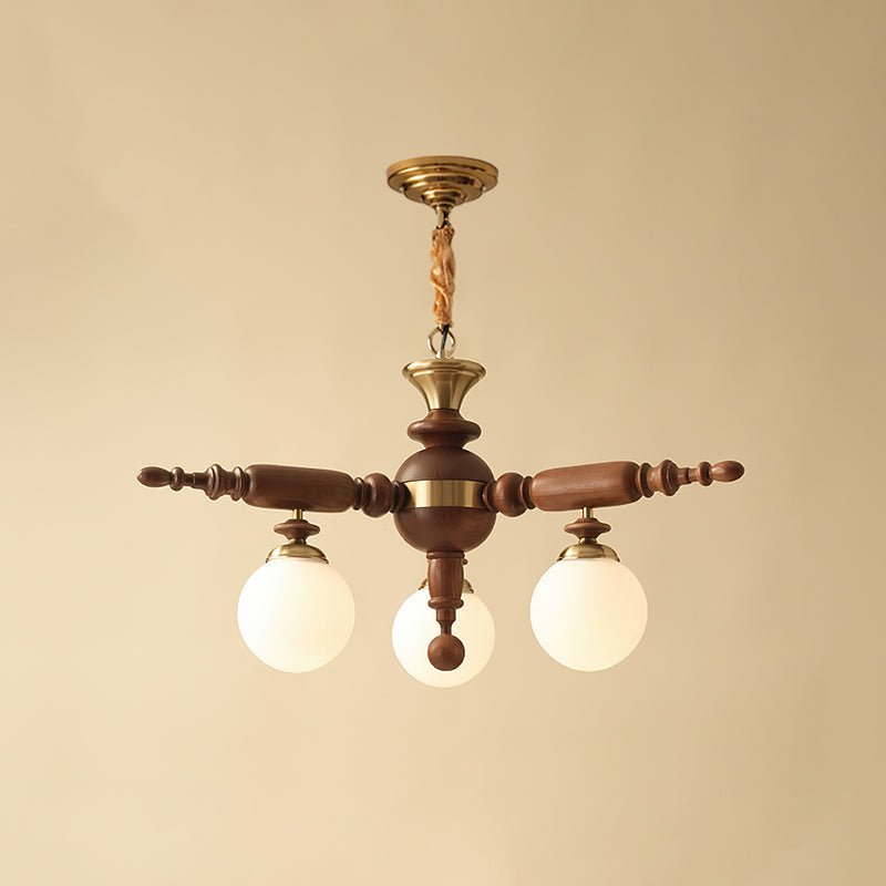 Rotating Stick Chandelier 3 Heads Dia 29.1″ x H 13.4″ / Dia 74cm x H 34cm / Walnut color & Gold Chandelier