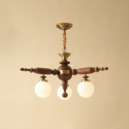 Rotating Stick Chandelier 3 Heads Dia 29.1″ x H 13.4″ / Dia 74cm x H 34cm / Walnut color & Gold Chandelier