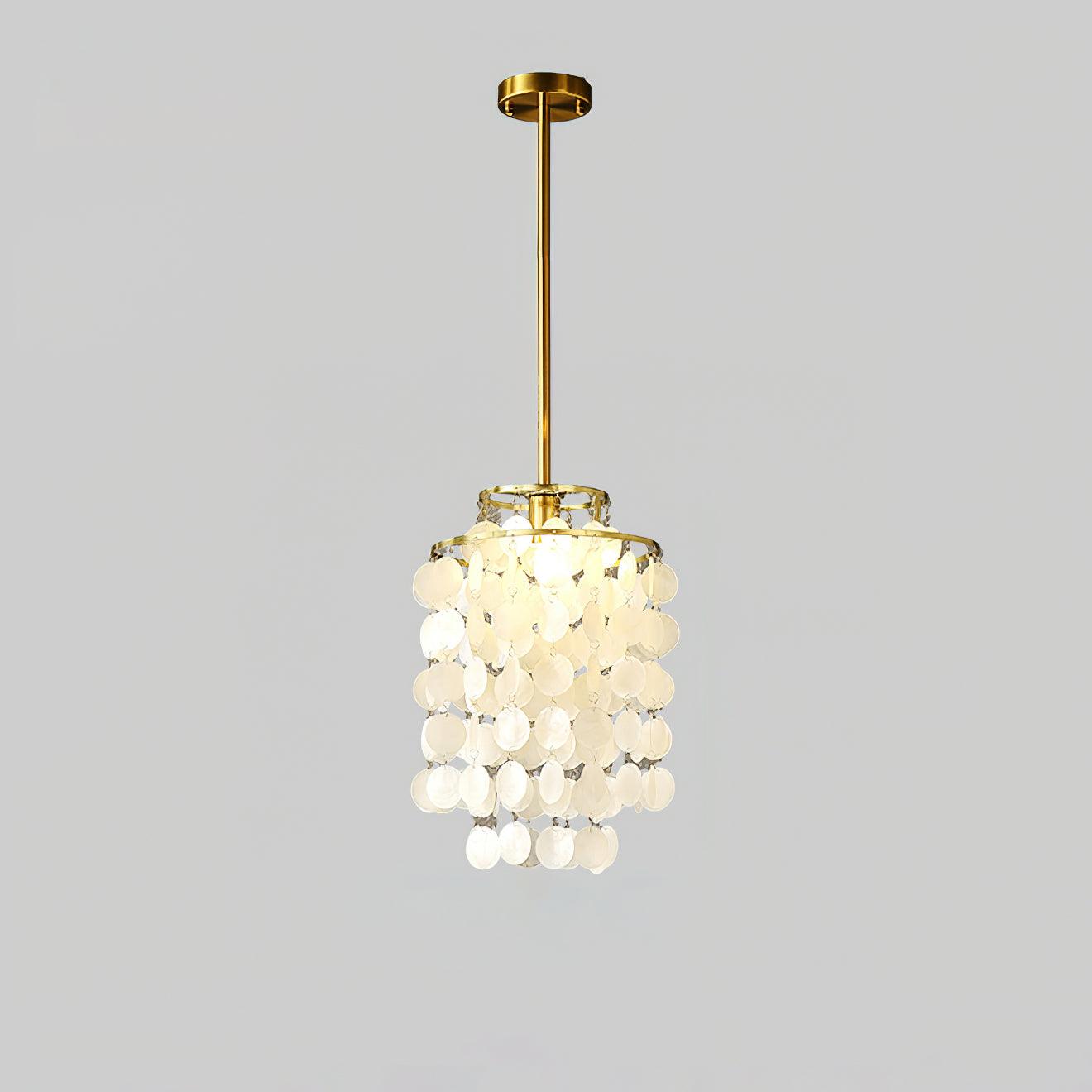 Round Shell Chandelier B 2 Layer Dia 11″ x H 15.7″ / Dia 28cm x H 40cm / Gold Chandelier