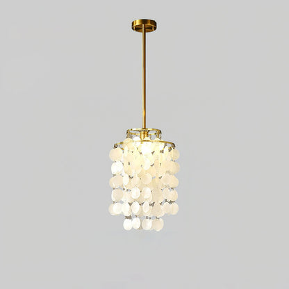 Round Shell Chandelier B 2 Layer Dia 11″ x H 15.7″ / Dia 28cm x H 40cm / Gold Chandelier