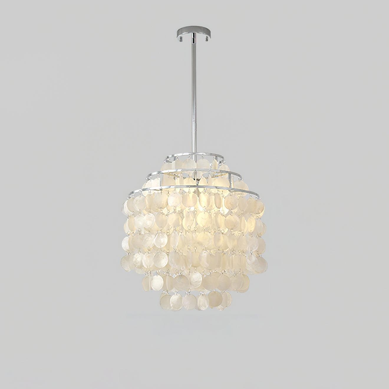 Round Shell Chandelier B 3 Layer Dia 13″ x H 19.7″ / Dia 33cm x H 50cm / Chrome Chandelier