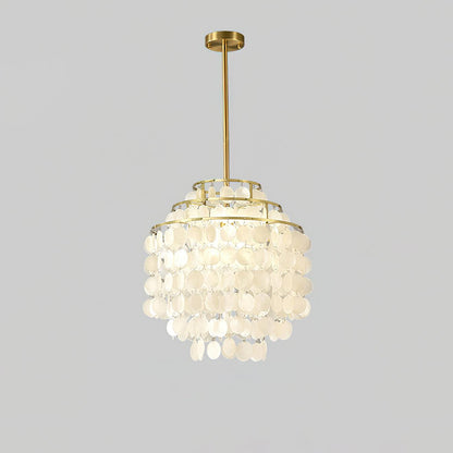 Round Shell Chandelier B 3 Layer Dia 13″ x H 19.7″ / Dia 33cm x H 50cm / Gold Chandelier