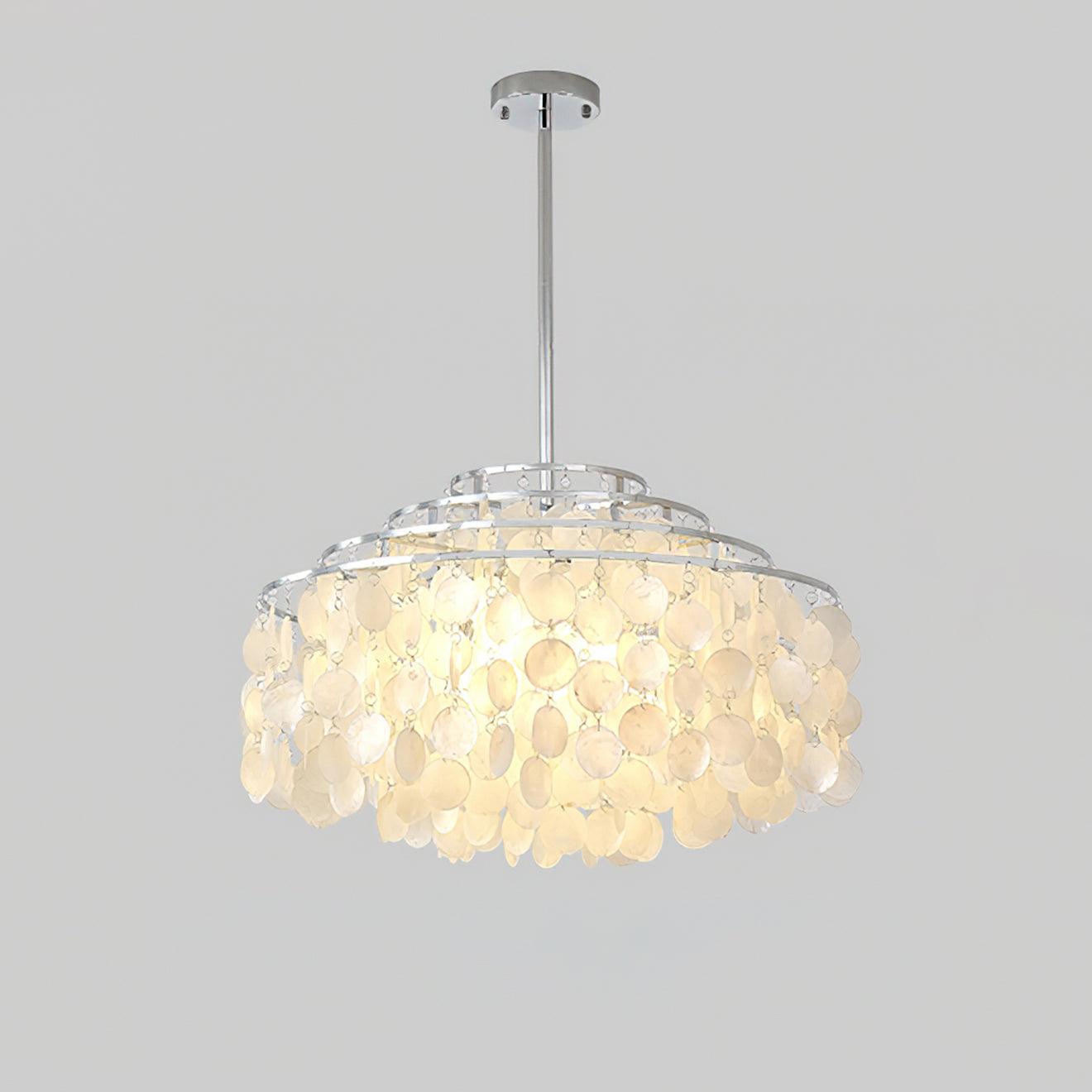Round Shell Chandelier B 4 Layer Dia 23.6″ x H 23.6″ / Dia 60cm x H 60cm / Chrome Chandelier