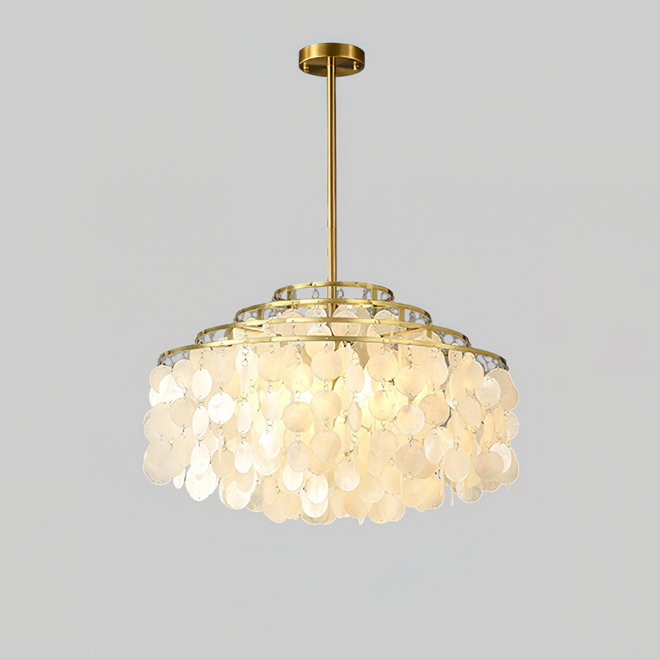 Round Shell Chandelier B 4 Layer Dia 23.6″ x H 23.6″ / Dia 60cm x H 60cm / Gold Chandelier