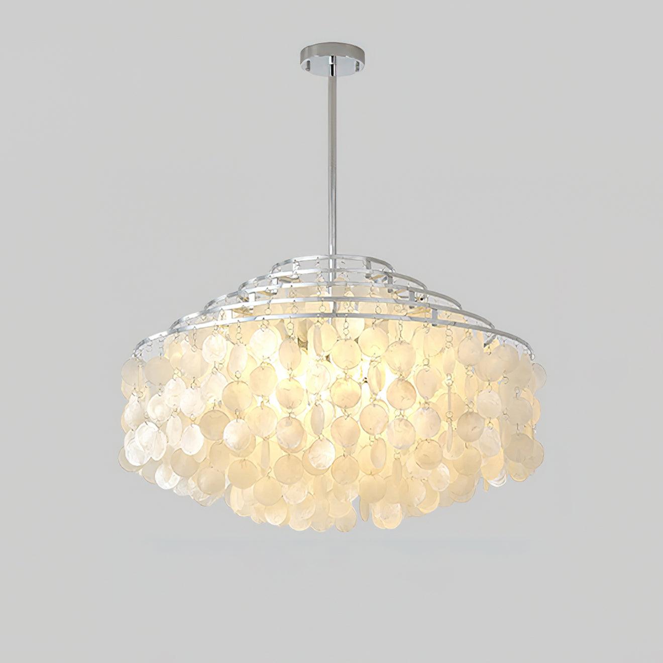 Round Shell Chandelier B 5 Layer Dia 27.6″ x H 25.6″ / Dia 70cm x H 65cm / Chrome Chandelier