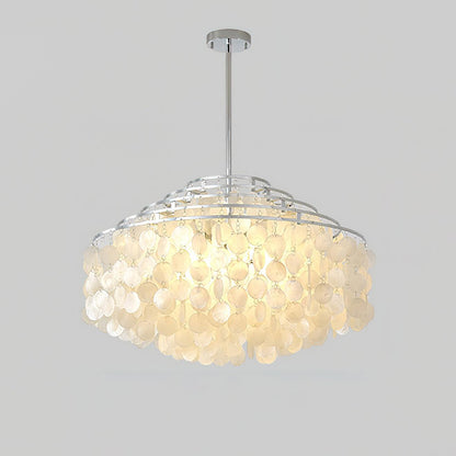 Round Shell Chandelier B 5 Layer Dia 27.6″ x H 25.6″ / Dia 70cm x H 65cm / Chrome Chandelier