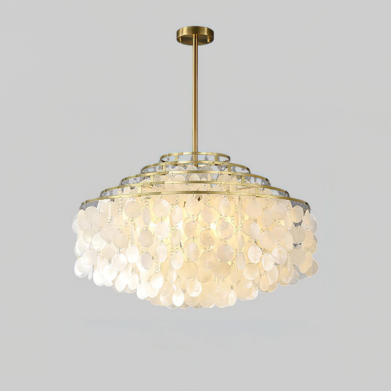Round Shell Chandelier B 5 Layer Dia 27.6″ x H 25.6″ / Dia 70cm x H 65cm / Gold Chandelier