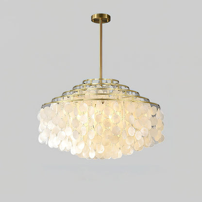 Round Shell Chandelier B 5 Layer Dia 27.6″ x H 25.6″ / Dia 70cm x H 65cm / Gold Chandelier