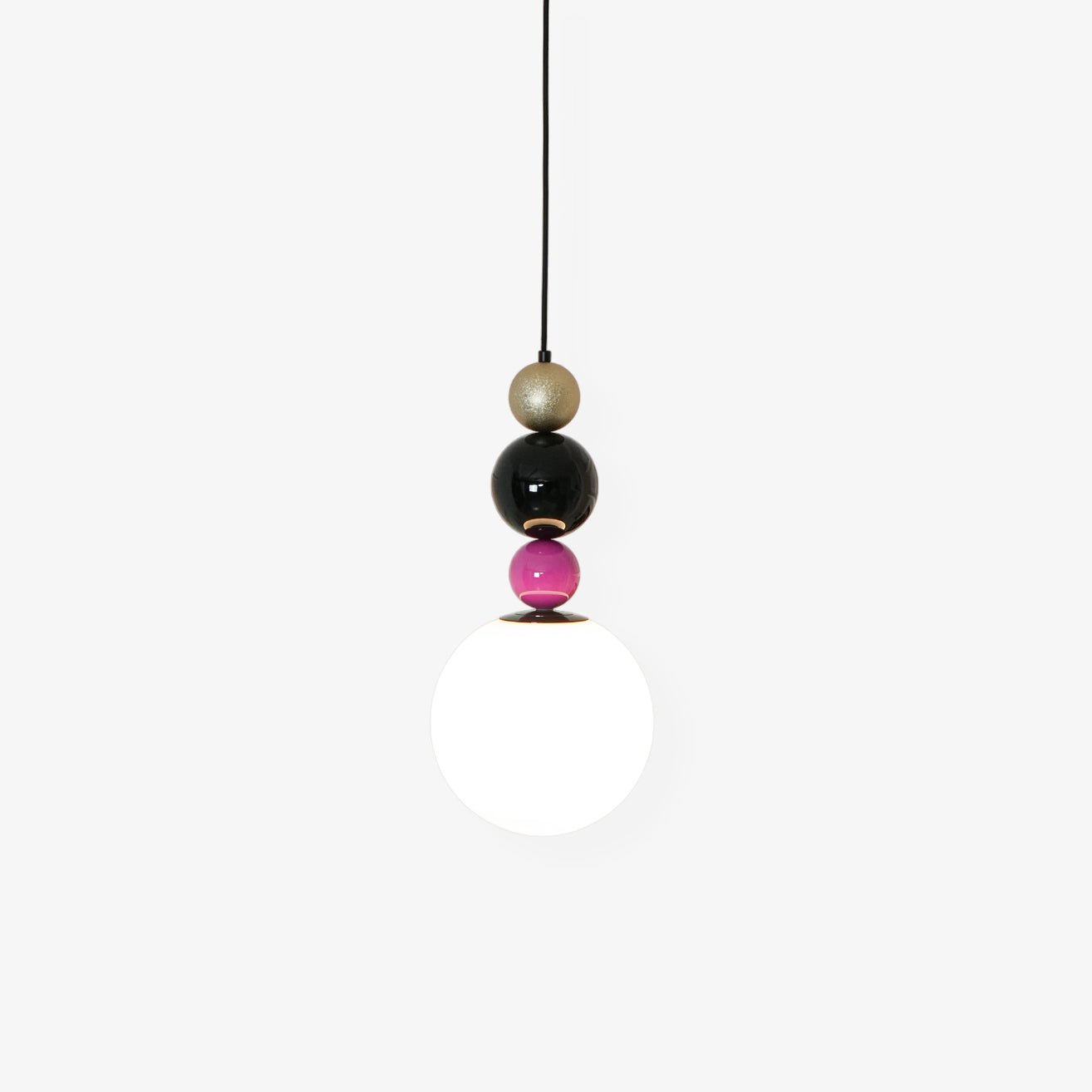 Round Balls Stacking Pendant Lamp Dia 9.8″ x H 22.8″ / Dia 25cm x H 58cm / Pink & Black Pendant light