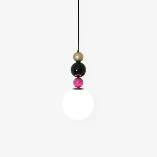 Round Balls Stacking Pendant Lamp Dia 9.8″ x H 22.8″ / Dia 25cm x H 58cm / Pink & Black Pendant light
