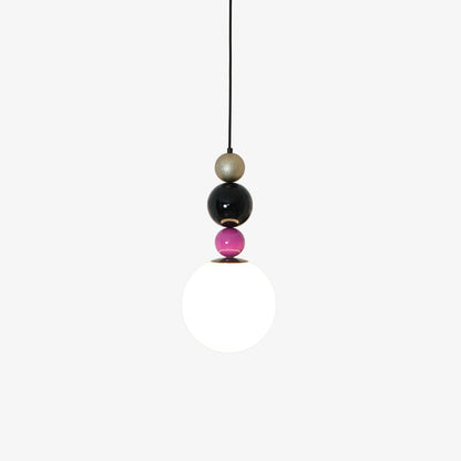 Round Balls Stacking Pendant Lamp Dia 9.8″ x H 22.8″ / Dia 25cm x H 58cm / Pink & Black Pendant light