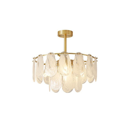 Round Cloud Glass Pendant Light ? 19.7″ x H 13.8″ / Dia 50cm x H 35cm / Brass & White Chandelier