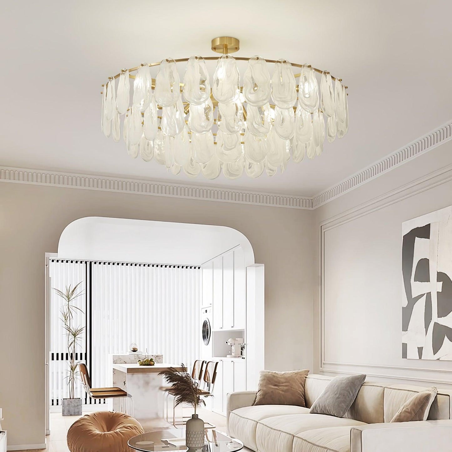 Round Cloud Glass Pendant Light Chandelier