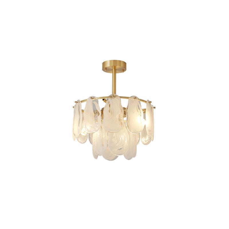 Round Cloud Glass Pendant Light ? 15.7″ x H 13.8 / Dia 40cm x H 35cm / Brass & White Chandelier