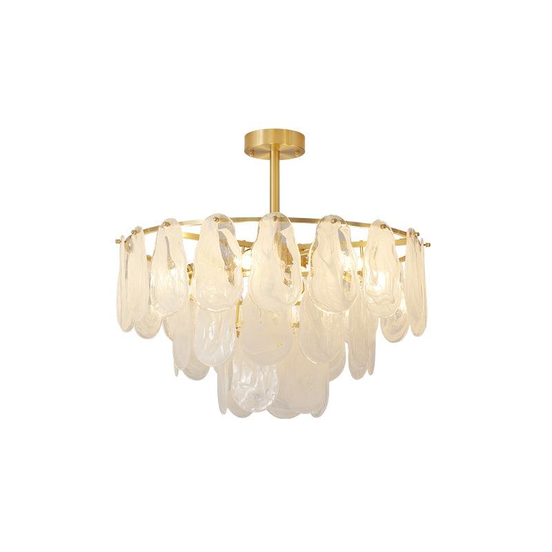 Round Cloud Glass Pendant Light ? 23.6″ x H 19.7″ / Dia 60cm x H 50cm / Brass & White Chandelier