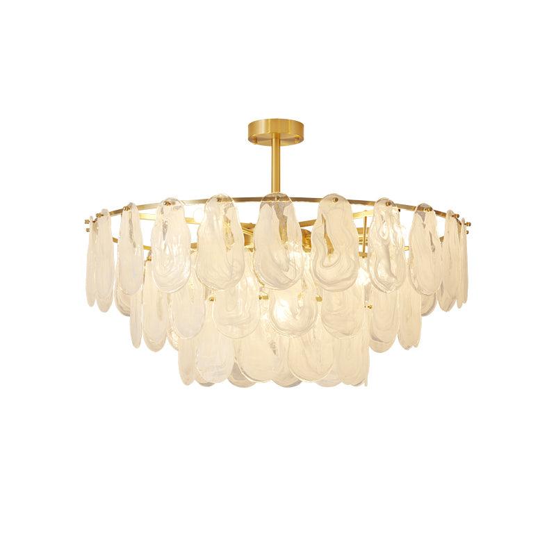 Round Cloud Glass Pendant Light ? 31.5″ x H 19.7″ / Dia 80cm x H 50cm / Brass & White Chandelier