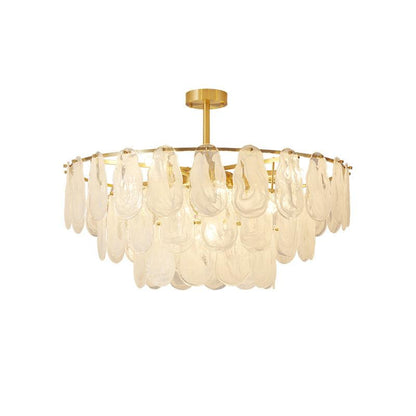 Round Cloud Glass Pendant Light ? 31.5″ x H 19.7″ / Dia 80cm x H 50cm / Brass & White Chandelier
