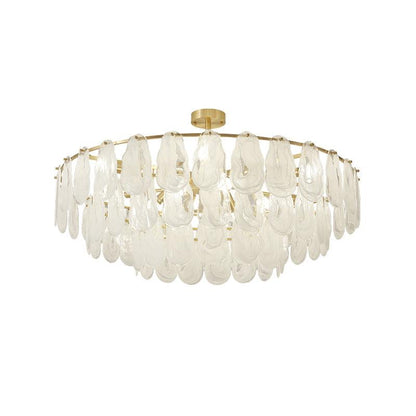 Round Cloud Glass Pendant Light ? 39.4″ x H 19.7″ / Dia 100cm x H 50cm / Brass & White Chandelier