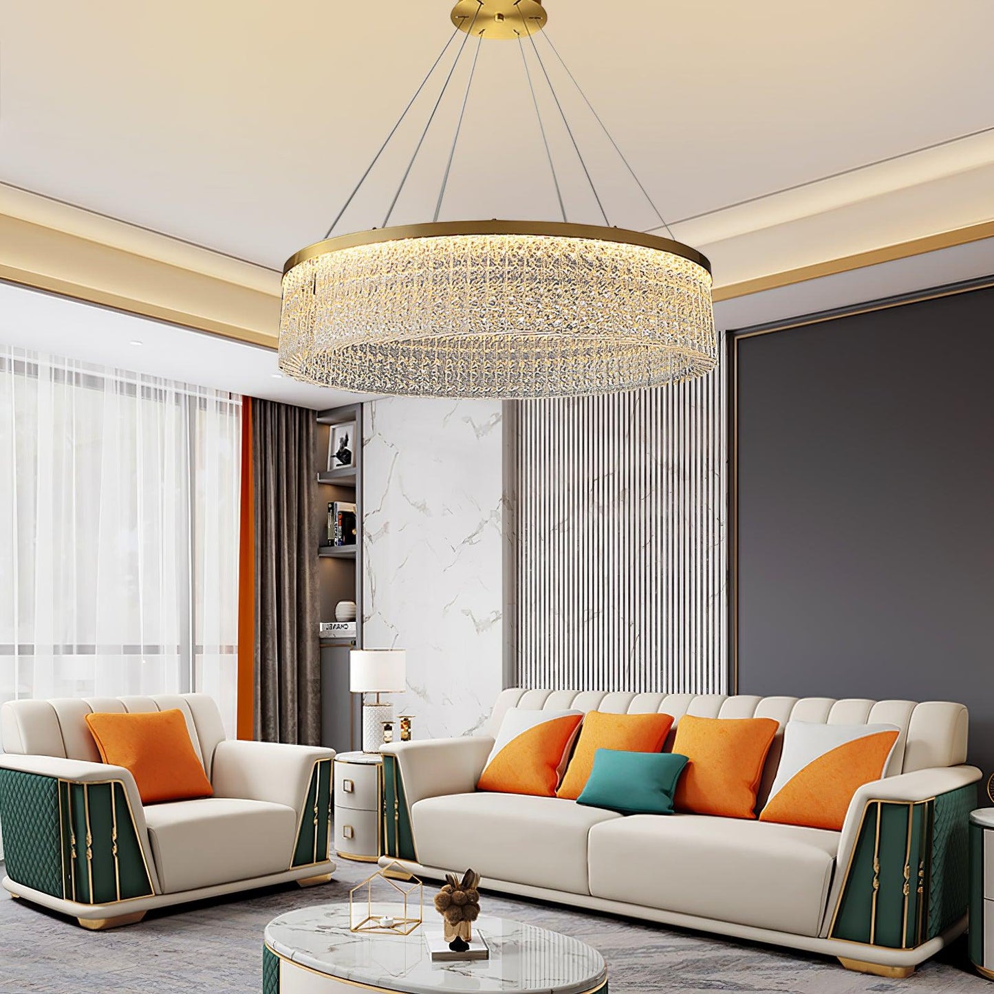 Round Halo Crystal Chandelier Chandelier