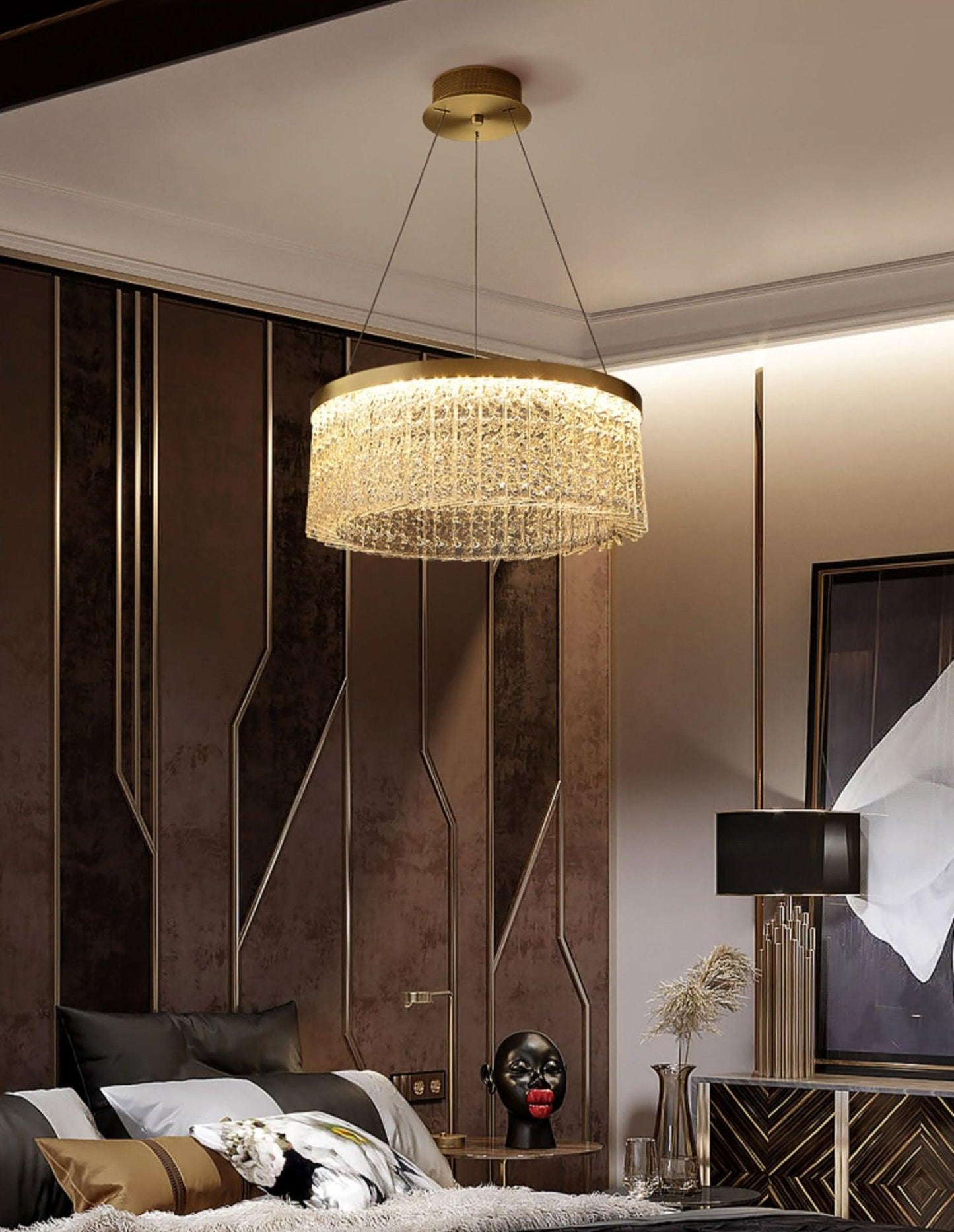 Round Halo Crystal Chandelier Chandelier