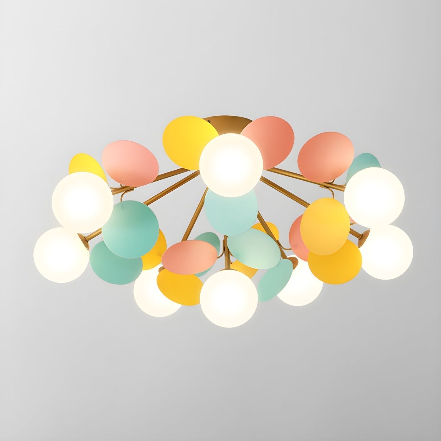 Round Macaron Ceiling Lamp 8 heads ? 28.3″ x H 15″ / Colorful Ceiling lamp