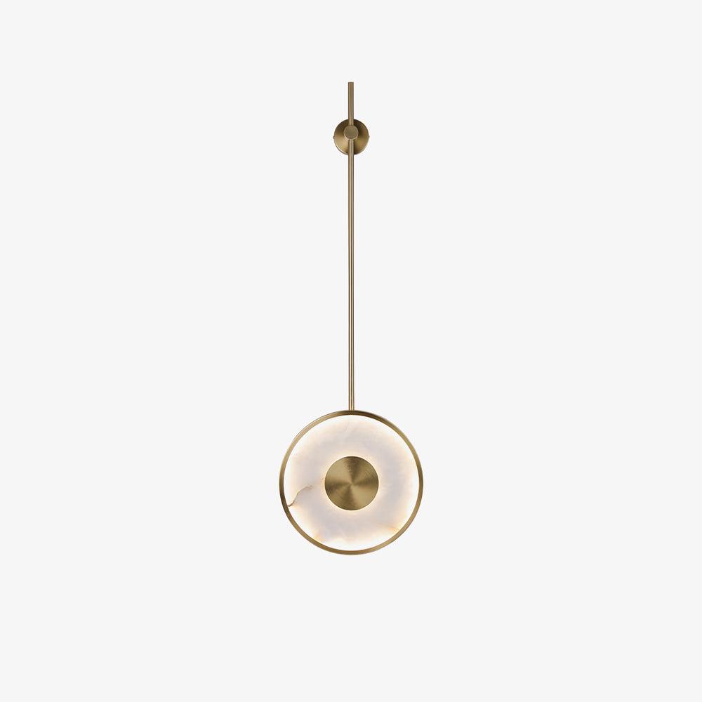 Round Marble Wall Lamp ? 9.8″ x H 51.1″ / Dia 25cm x H 130cm / Brass & White / Warm Light Wall lamp