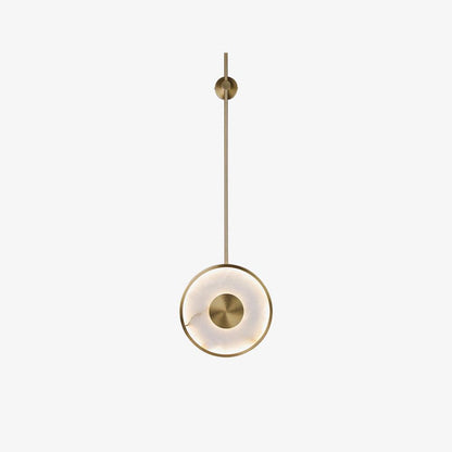 Round Alabaster Wall Lamp Dia 9.8″ x H 51.1″ / Dia 25cm x H 130cm / Brass & White / Warm Light Wall lamp