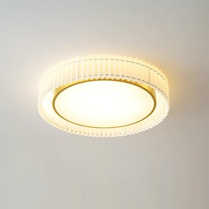 Round Pleated Ceiling Lamp Dia 15.7″ x H 7.8″/ Dia 40cm x H 20cm / Gold & Beige / Warm White Ceiling lamp