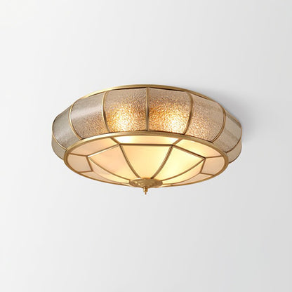 Round Textured Glass Ceiling Light ? 17.7″ x H 7.9″ / Brass Ceiling lamp