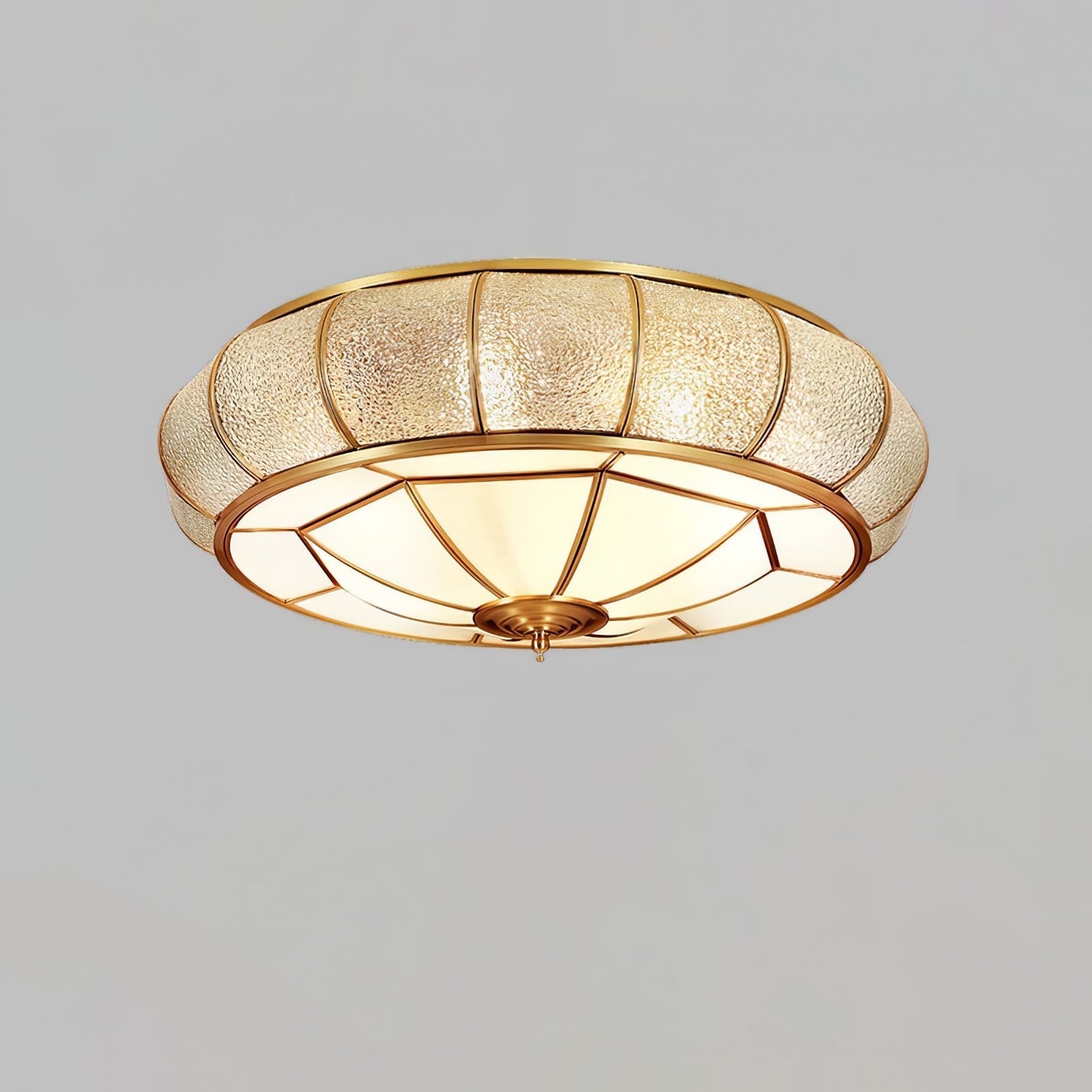 Round Textured Glass Ceiling Light ? 23.6″ x H 9.1″ / Brass Ceiling lamp
