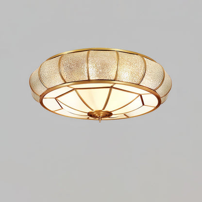 Round Textured Glass Ceiling Light ? 23.6″ x H 9.1″ / Brass Ceiling lamp