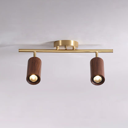 Rowan Ceiling Light 2 heads: L 17.7″ x H 8.7″ / Walnut color & Gold / Warm Light 1001 Ceiling lamp