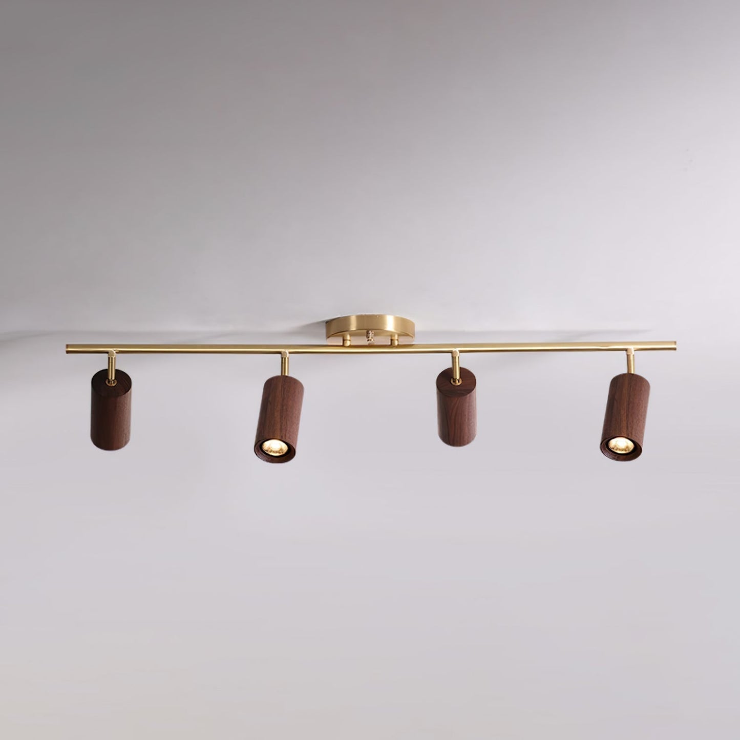 Rowan Ceiling Light 4 heads: L 39.4″ x H 8.7″ / Walnut color & Gold / Warm Light 1001 Ceiling lamp