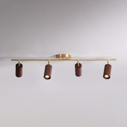 Rowan Ceiling Light 4 heads: L 39.4″ x H 8.7″ / Walnut color & Gold / Warm Light 1001 Ceiling lamp