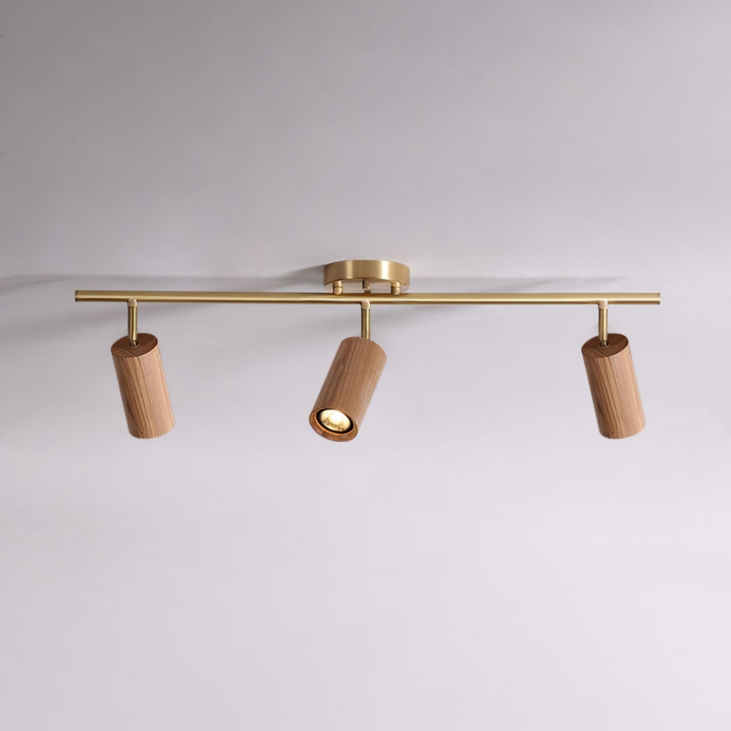 Rowan Ceiling Light 3 heads: L 31.5″ x H 8.7″ / Wood color & Gold / Warm Light 1001 Ceiling lamp