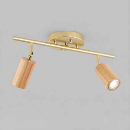 Rowan Ceiling Light 2 heads: L 17.7″ x H 8.7″ / Wood color & Gold / Warm Light 1001 Ceiling lamp