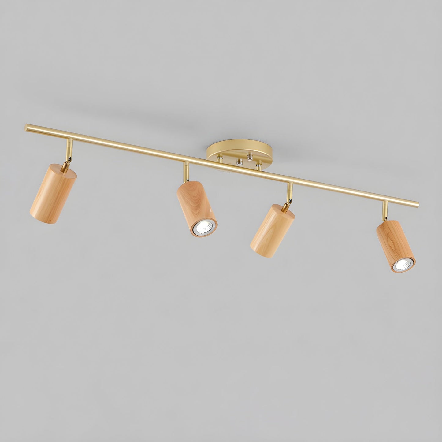 Rowan Ceiling Light 4 heads: L 39.4″ x H 8.7″ / Wood color & Gold / Warm Light 1001 Ceiling lamp