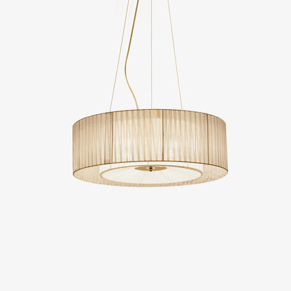 Ruffle Pleated Pendant Lamp Dia 22.4″ x H 7.1″ / Dia 57cm x H 18cm / Beige & Chrome Pendant light
