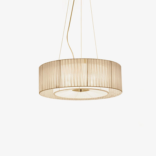 Ruffle Pleated Pendant Lamp Dia 22.4″ x H 7.1″ / Dia 57cm x H 18cm / Beige & Chrome Pendant light