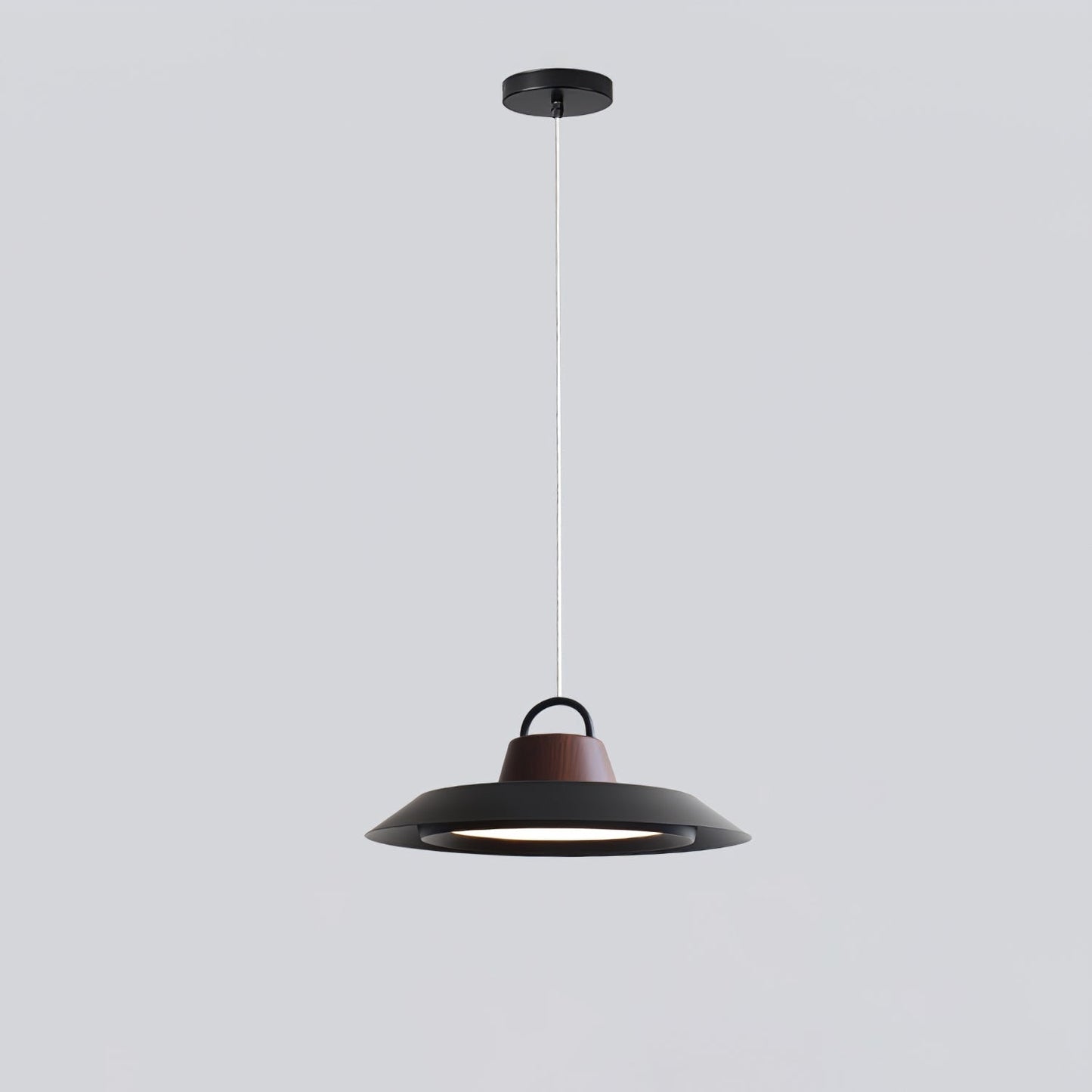 Ruile Pendant Lamp Dia 15.7″ x H 5.9″ / 40cm x H 15cm / Black & Walnut Color / Three-Color Changing Light Pendant light