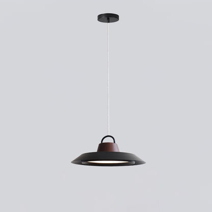 Ruile Pendant Lamp Dia 15.7″ x H 5.9″ / 40cm x H 15cm / Black & Walnut Color / Three-Color Changing Light Pendant light