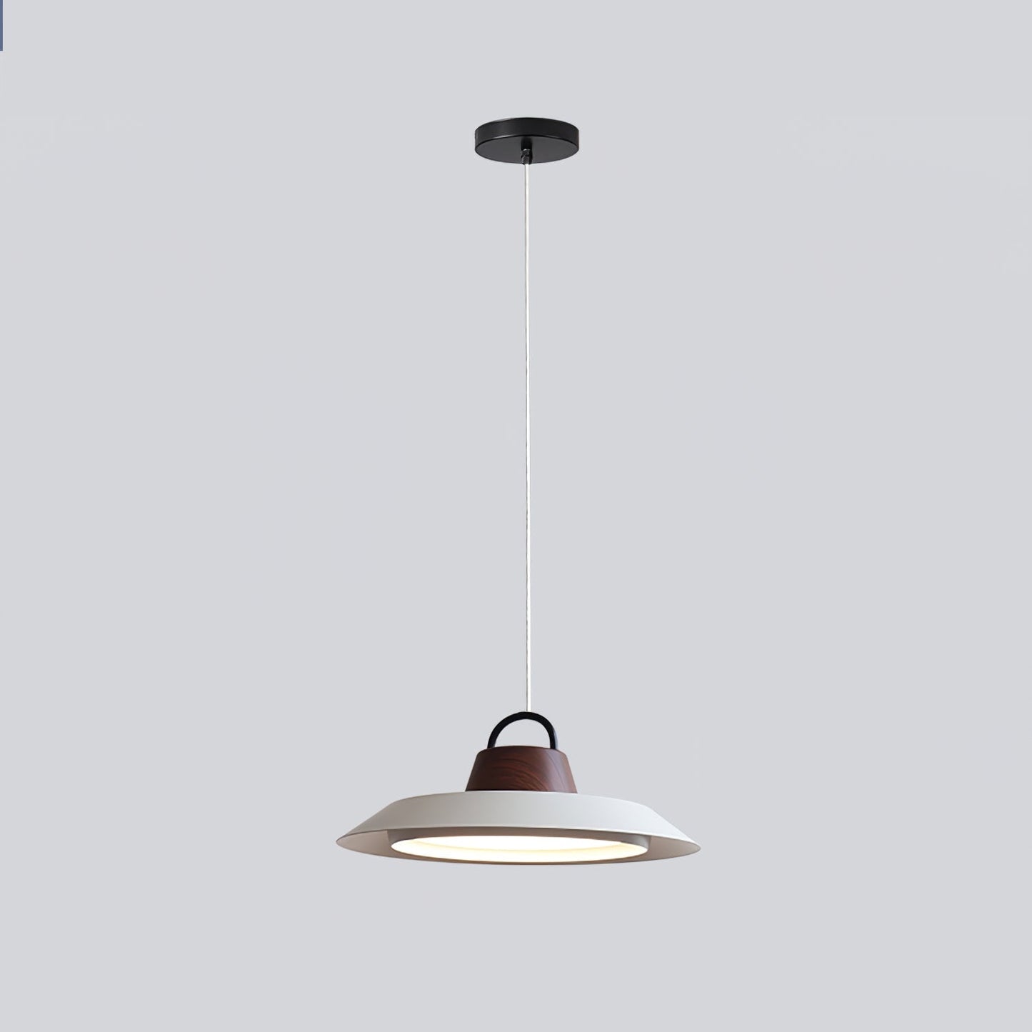 Ruile Pendant Lamp Dia 15.7″ x H 5.9″ / 40cm x H 15cm / White & Walnut Color / Three-Color Changing Light Pendant light