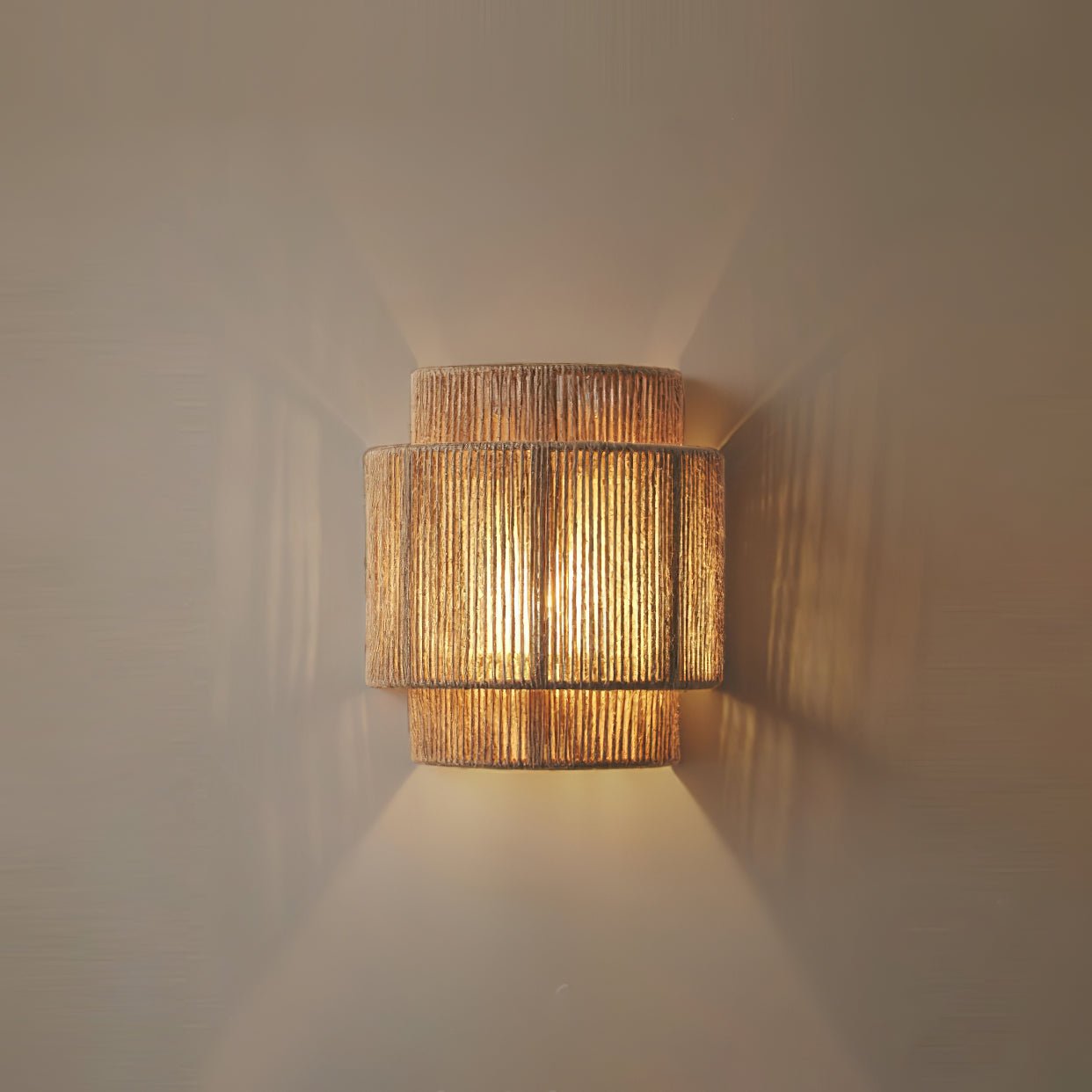 Rustic Weave Wall Lamp Dia 9.1″ x H 9.8″ / Natural hemp color 1001 Wall lamp