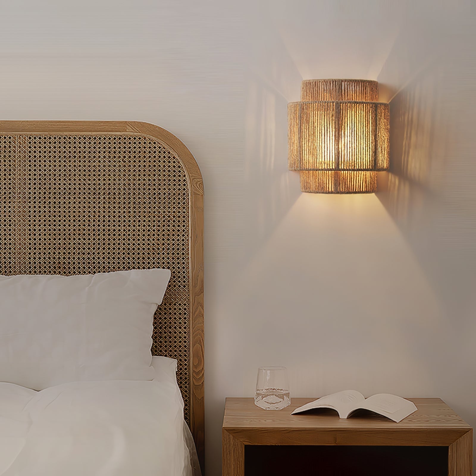 Rustic Weave Wall Lamp Dia 9.1″ x H 9.8″ / Natural hemp color 1001 Wall lamp