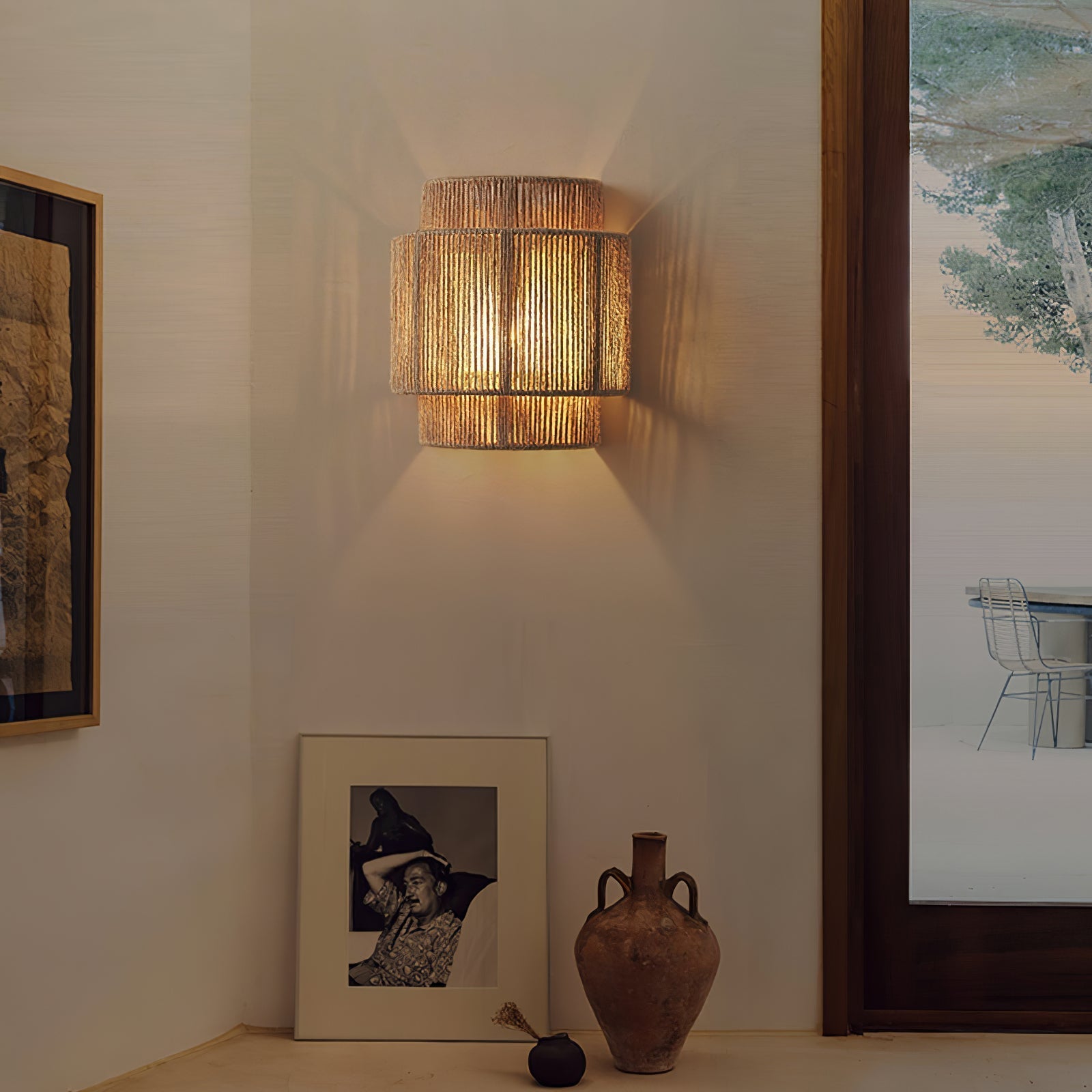 Rustic Weave Wall Lamp Dia 9.1″ x H 9.8″ / Natural hemp color 1001 Wall lamp